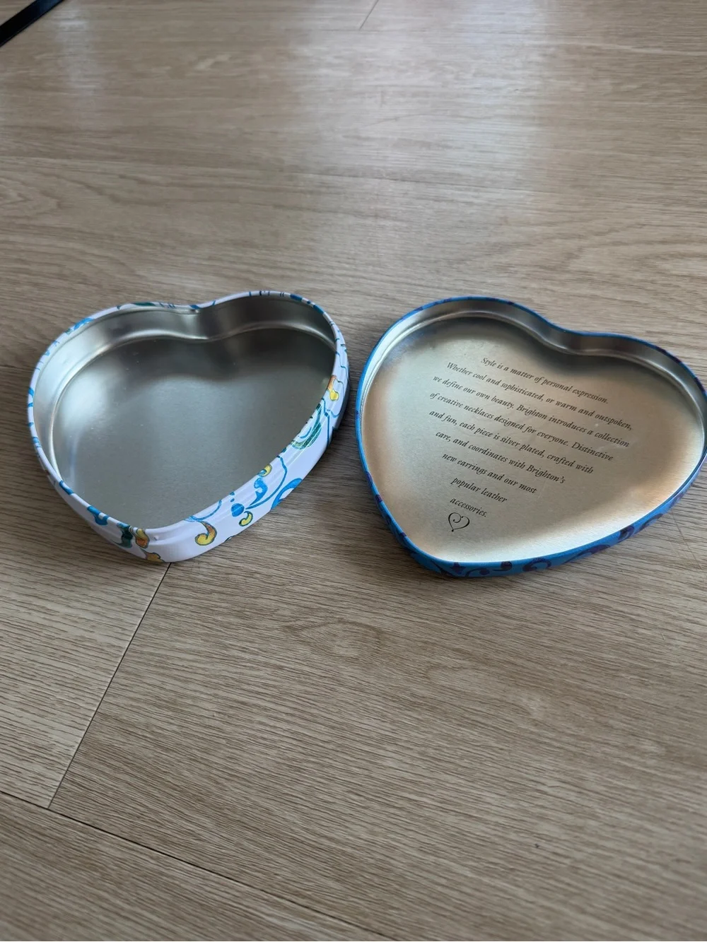 Brighton Jewelry Heart Shaped Empty Tin Collectible Box Blue 5x5.5 Keepsake